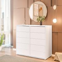 Cômoda Dieci 10 Gavetas Mdp 15 Mm Corrediça Telescópica + Fecho Toque Branco - 10