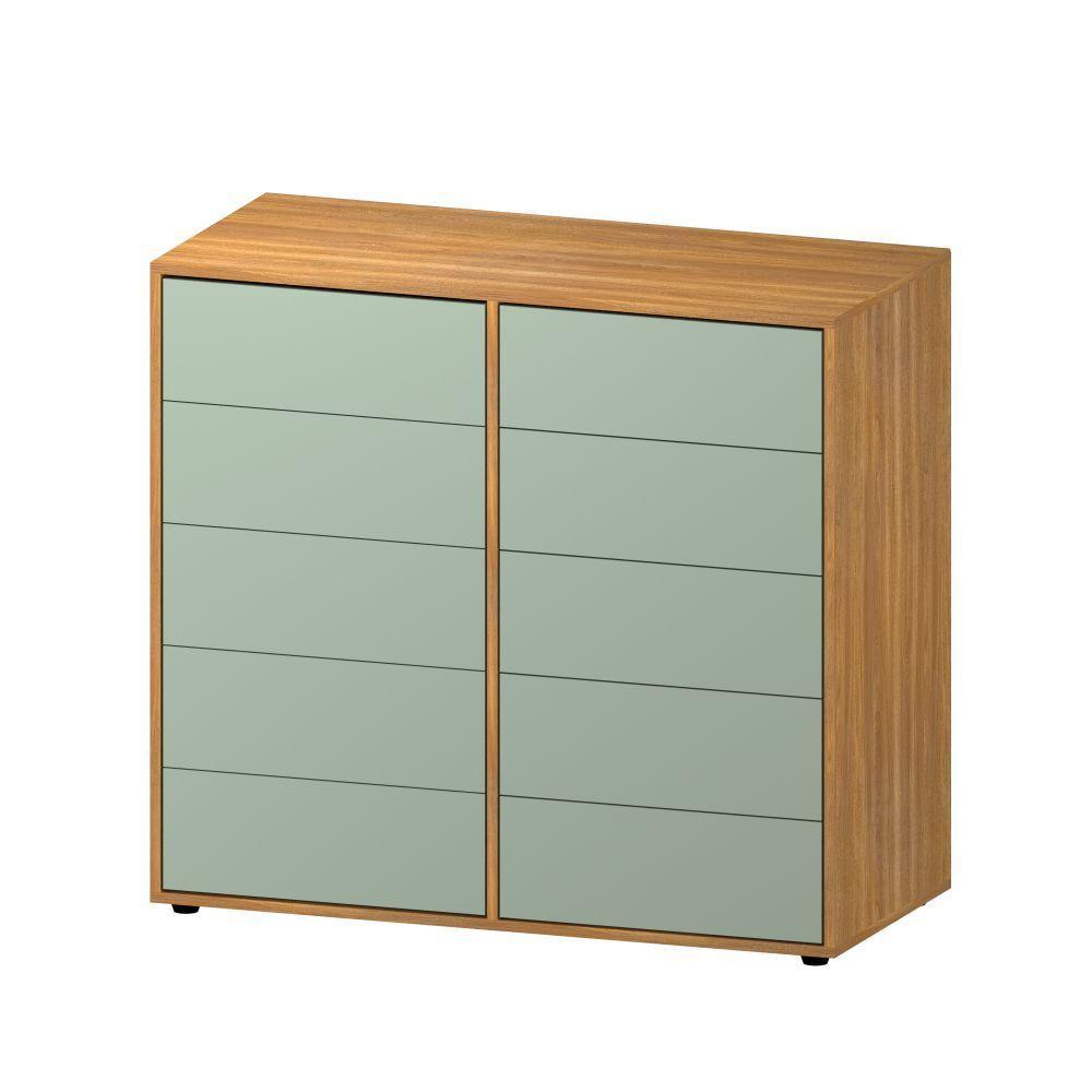 Cômoda Dieci 10 Gavetas Mdp 15 Mm Corrediça Telescópica + Fecho Toque Freijó-Verde - 5