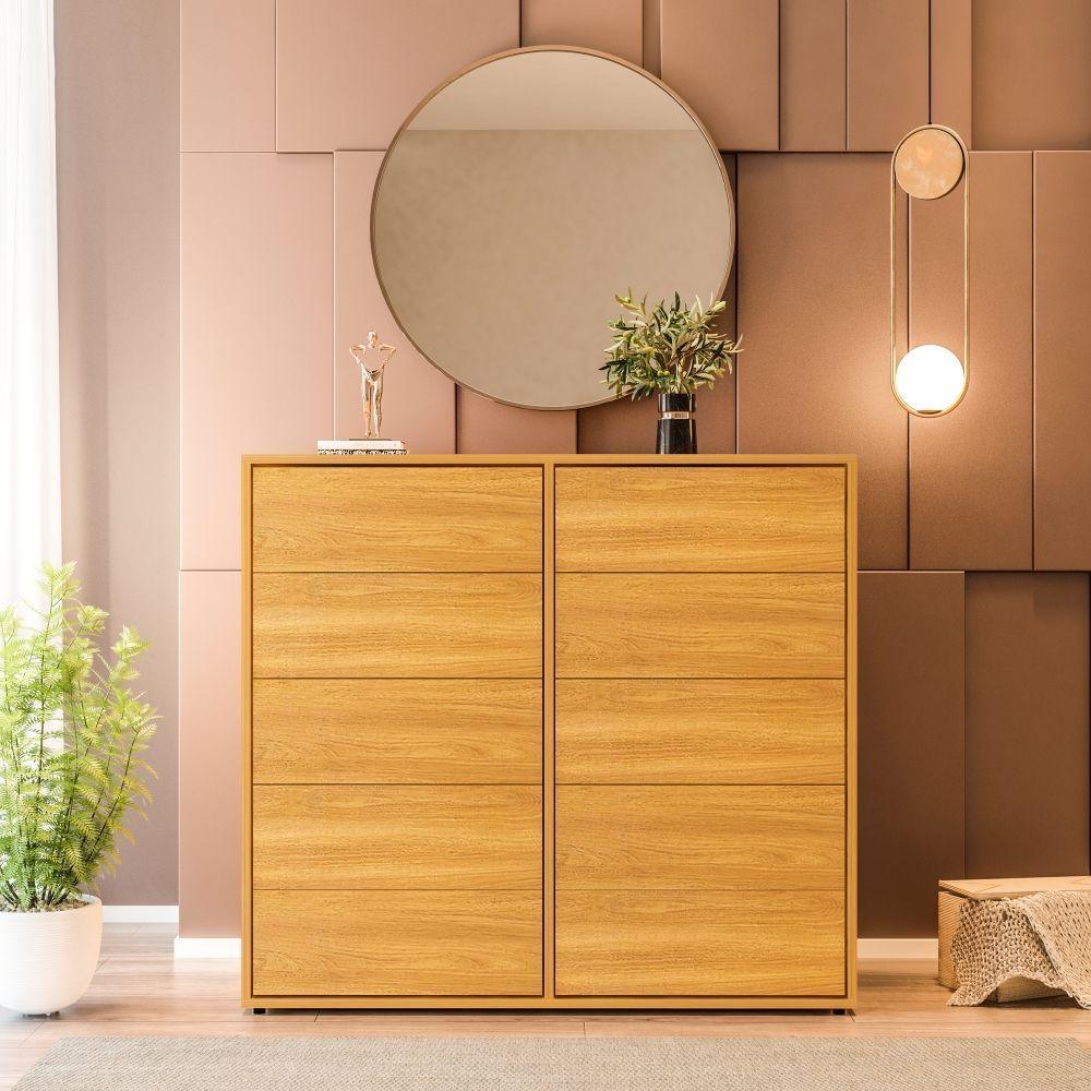 Cômoda Dieci 10 Gavetas Mdp 15 Mm Corrediça Telescópica + Fecho Toque Freijó - 3