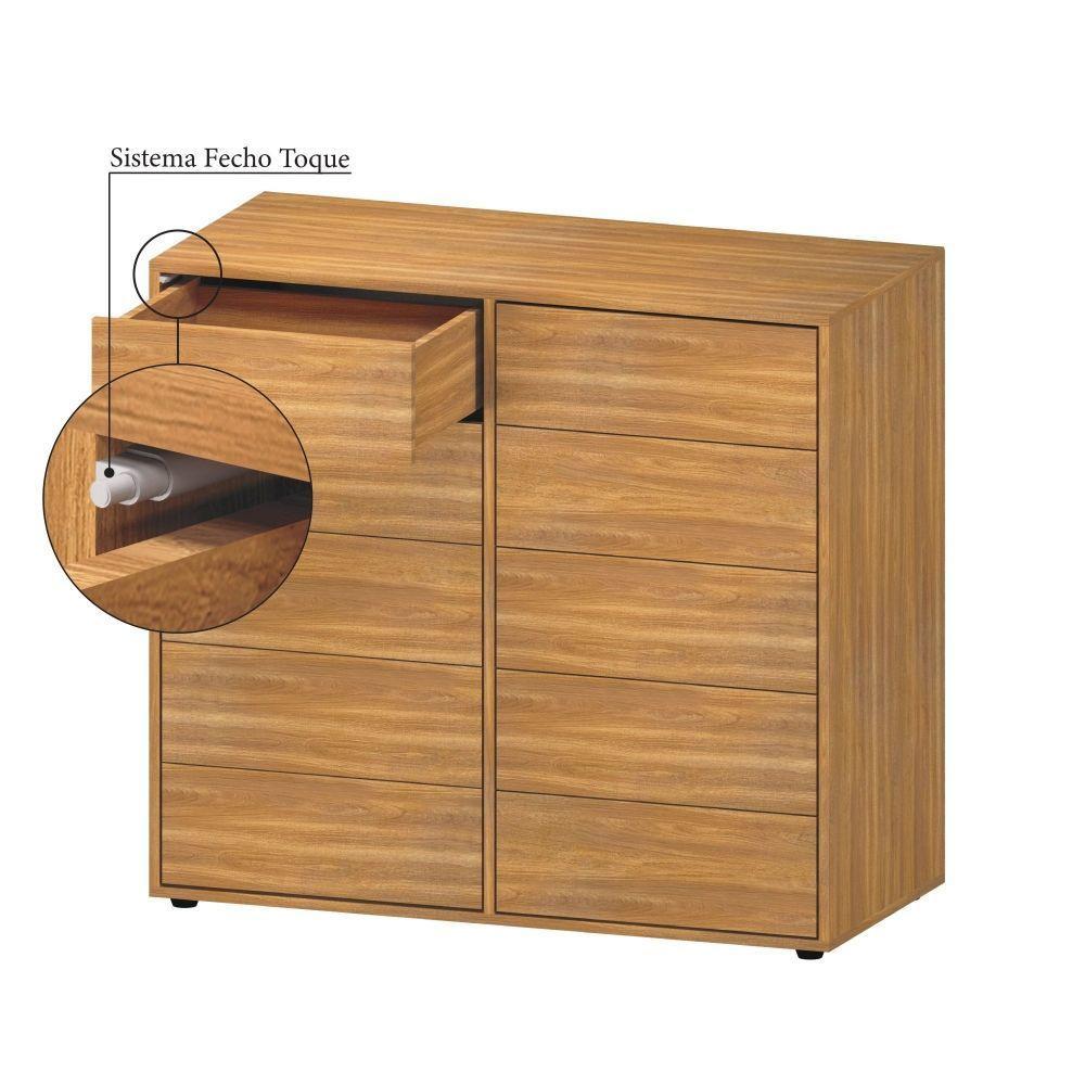 Cômoda Dieci 10 Gavetas Mdp 15 Mm Corrediça Telescópica + Fecho Toque Freijó - 7