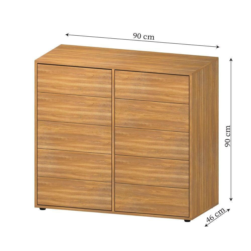 Cômoda Dieci 10 Gavetas Mdp 15 Mm Corrediça Telescópica + Fecho Toque Freijó - 9