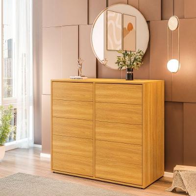 Cômoda Dieci 10 Gavetas Mdp 15 Mm Corrediça Telescópica + Fecho Toque Freijó