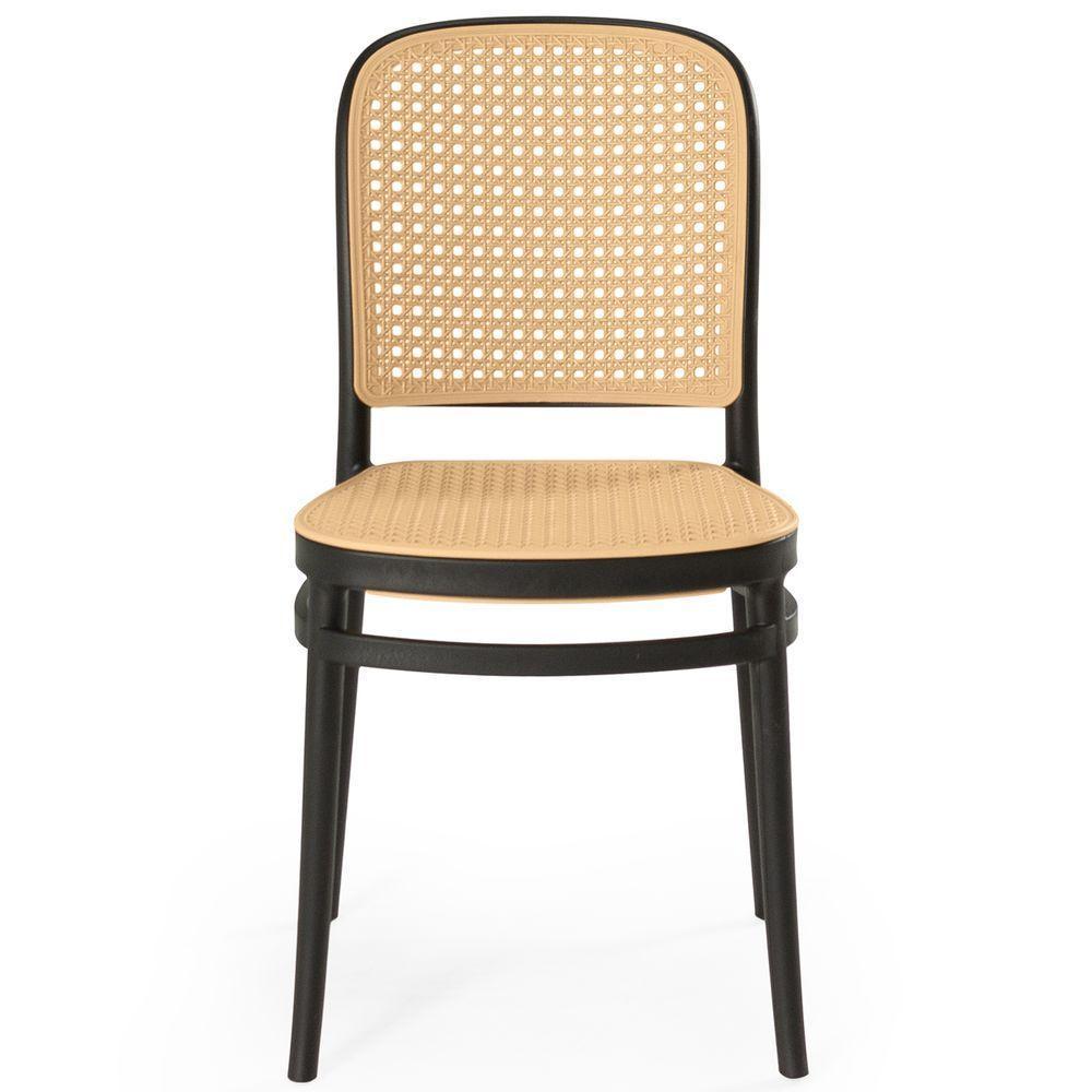 Cadeira Em Polipropileno Com Assento E Encosto Com Relevo Estilo Palha Roma Preto - 3