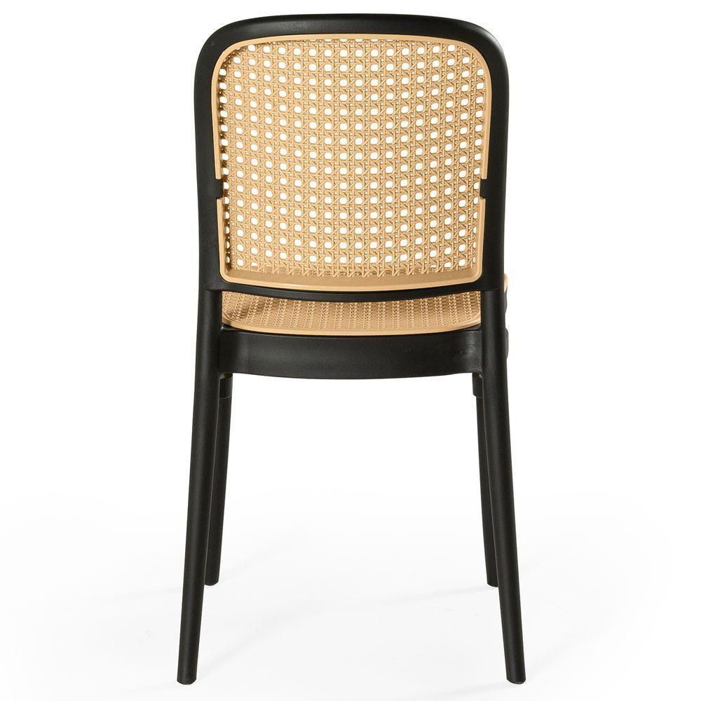 Cadeira Em Polipropileno Com Assento E Encosto Com Relevo Estilo Palha Roma Preto - 6