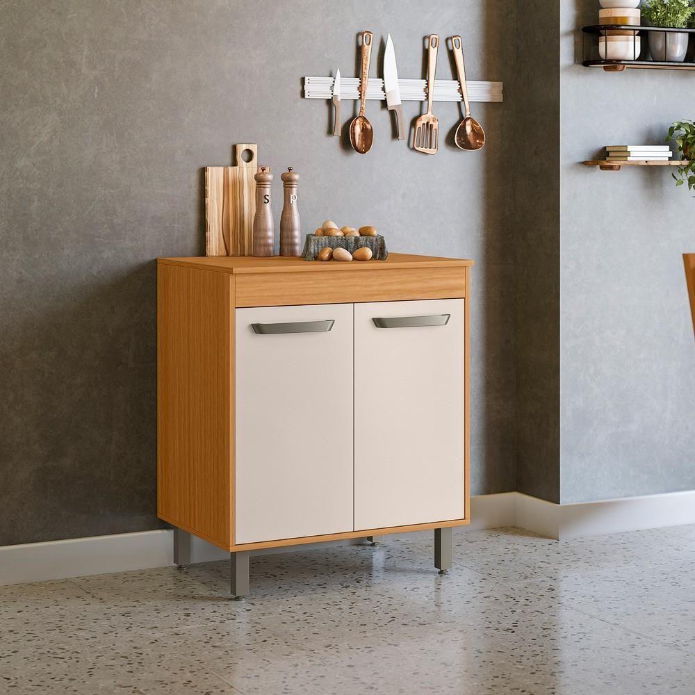 Balcão De Cozinha 2 Portas Malta Freijó-off White Poliman Móveis - 1