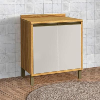 Balcão De Cozinha 2 Portas Amendoa-off White Tempranillo Móveis Ronipa