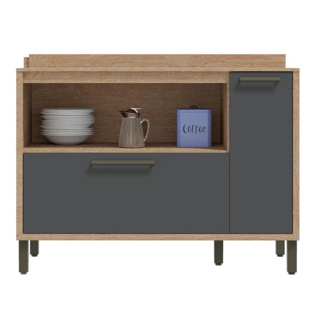 Balcão De Cozinha 1 Porta E 2 Gavetas Castanho-chumbo Syrah Ronipa - 2