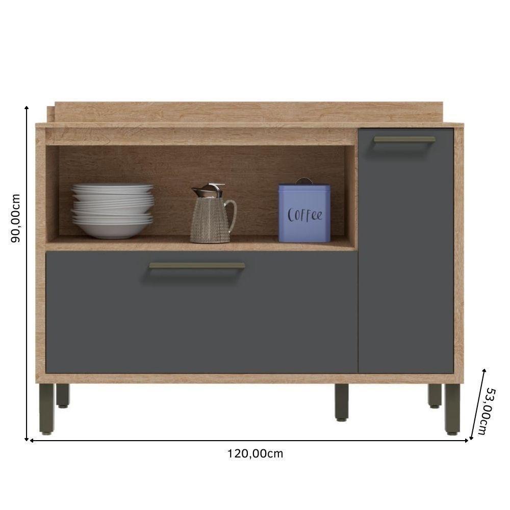 Balcão De Cozinha 1 Porta E 2 Gavetas Castanho-chumbo Syrah Ronipa - 3