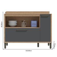 Balcão De Cozinha 1 Porta E 2 Gavetas Castanho-chumbo Syrah Ronipa - 3