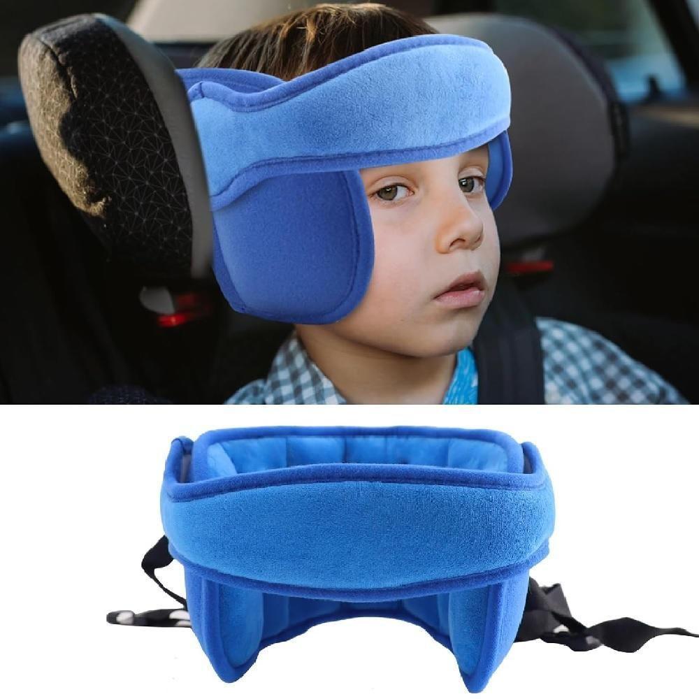 Apoio Faixa Ajustavel Para Cabeca Almofada Protecao Infantil Viagem Passeio Dia A Dia Carro Bebe Pescoco Azul - 4