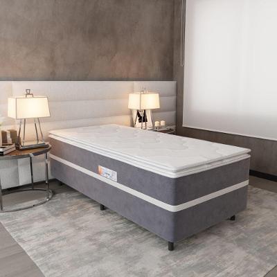 Cama Box Solteiro Conjugada (88x70) D28 Cinza-branco New Breare Topázio Colchões