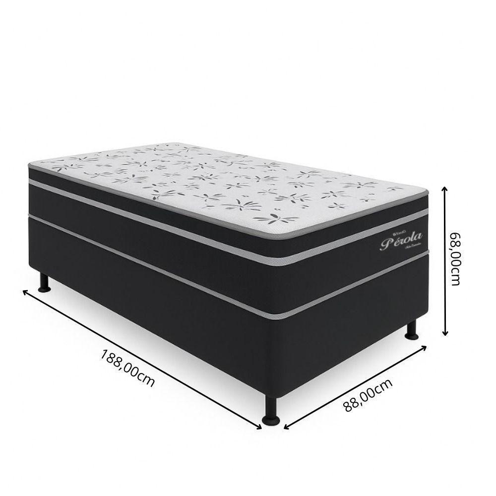 Cama Box Solteiro (88x68) D26 Molas Ensacadas Cinza Perola Topázio Colchões - 3