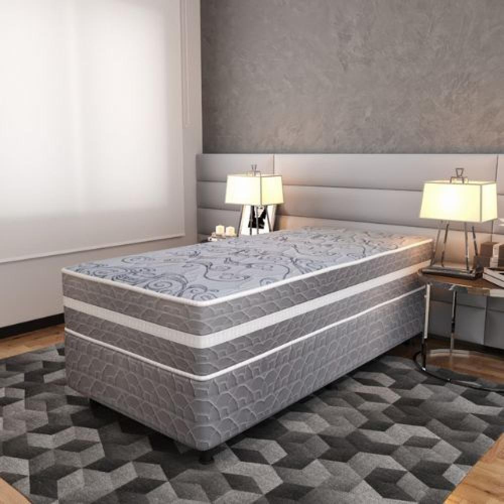 Cama Box Solteiro (88x188) D28 Cinza Prime Topazio Colchões D28 Cinza - 1