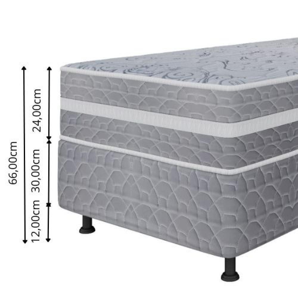 Cama Box Solteiro (88x188) D28 Cinza Prime Topazio Colchões D28 Cinza - 4