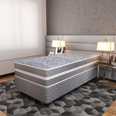 Cama Box Solteiro (88x188) D28 Cinza Prime Topazio Colchões D28 Cinza