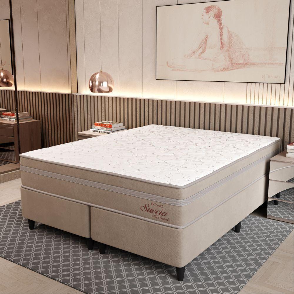 Cama Box Queen (158x198) D26 Creme Suecia Pocket Topazio Colchões - 1