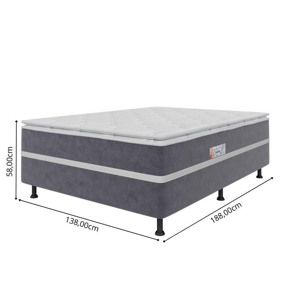 Cama Box Casal Conjugada (138x188) D28 Cinza-branco New Breare Topázio Colchões - 4