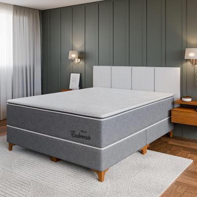 Cama Box Casal (158x72) D26 Molas Ensacadas Cinza Exuberante Topázio Cinza - Branco