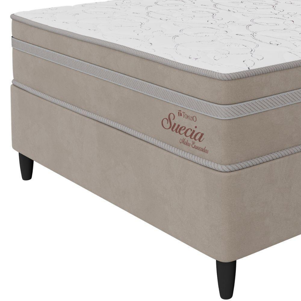 Cama Box Casal (138x188) D26 Molas Ensacadas Creme Suede Suecia Topazio Colchões - 3