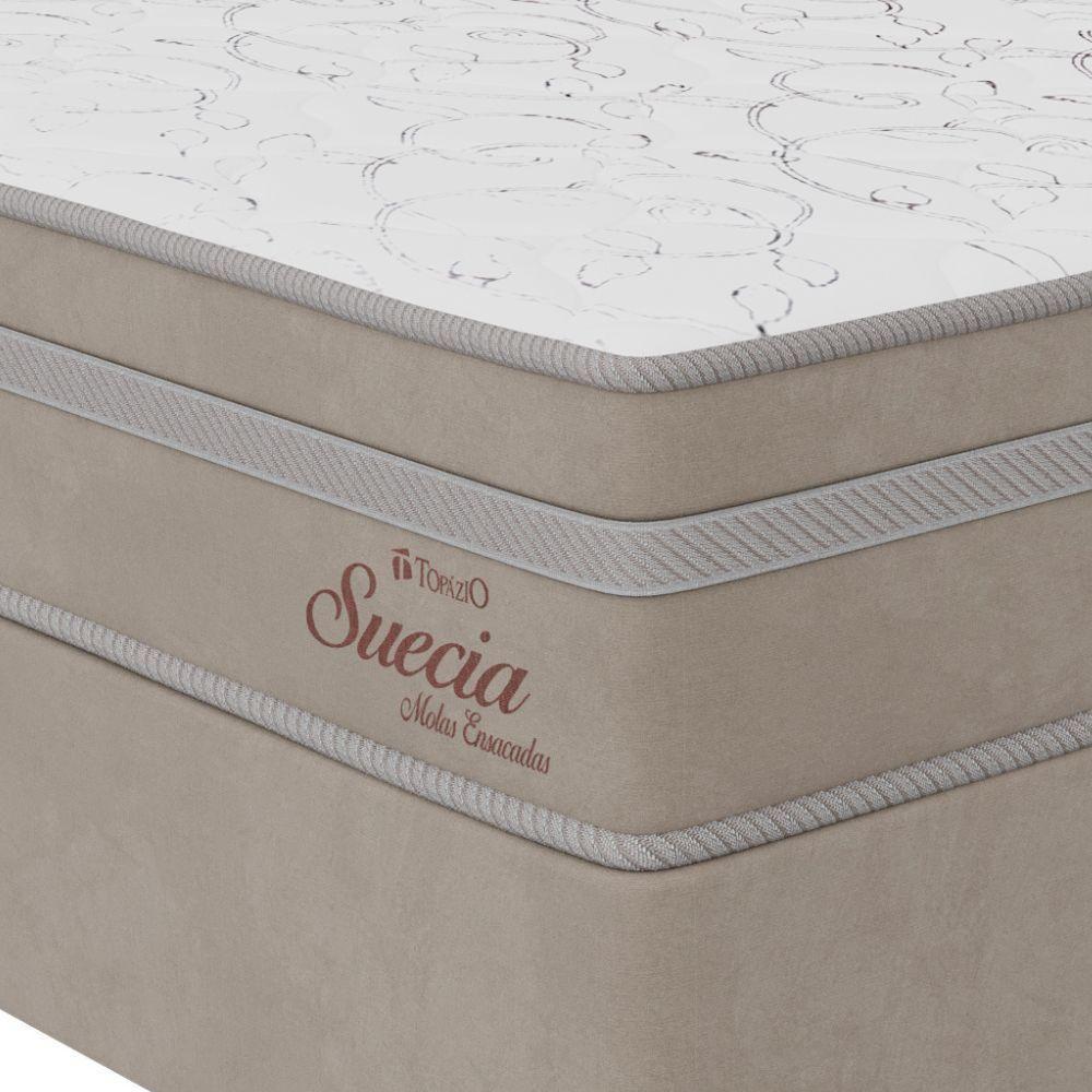 Cama Box Casal (138x188) D26 Molas Ensacadas Creme Suede Suecia Topazio Colchões - 4