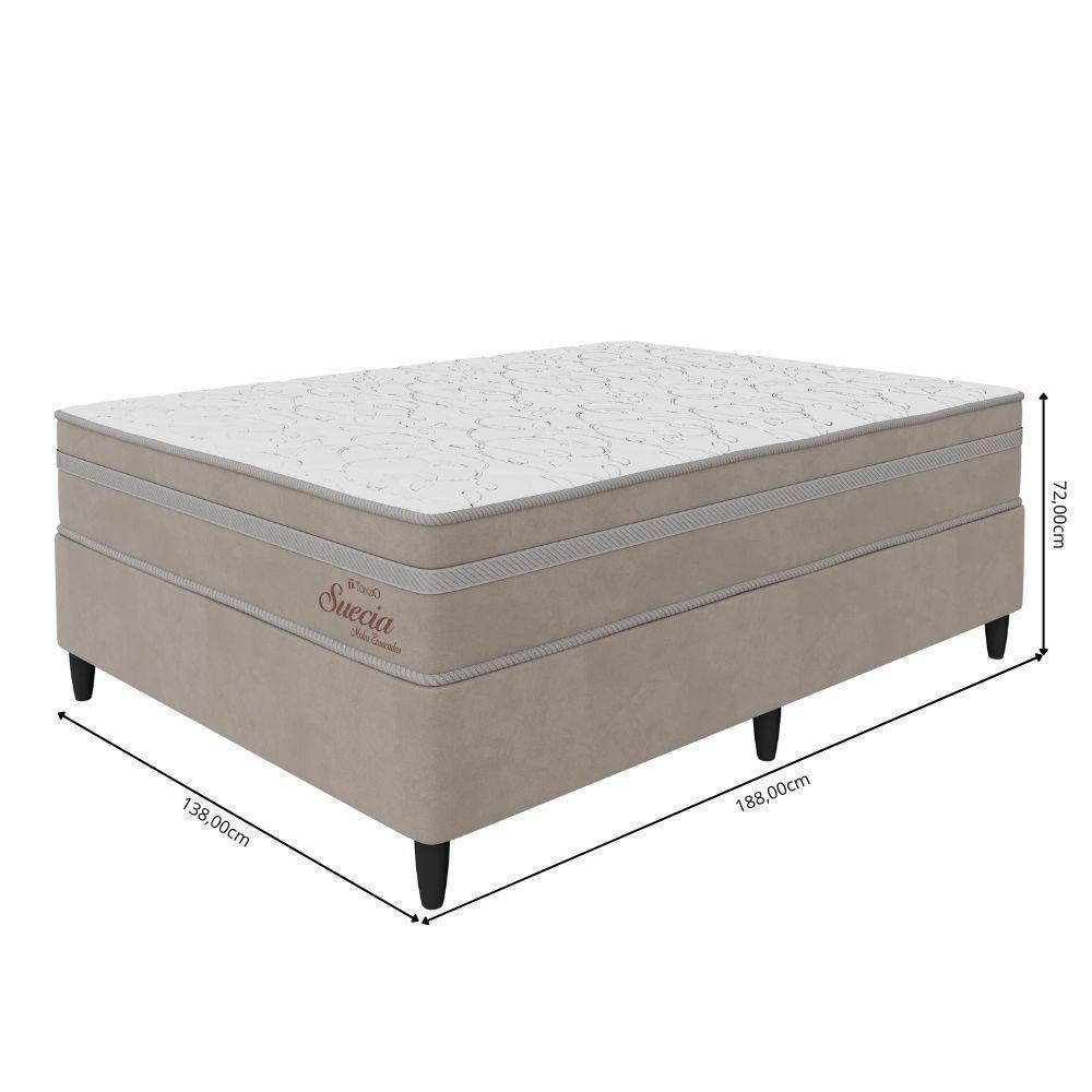 Cama Box Casal (138x188) D26 Molas Ensacadas Creme Suede Suecia Topazio Colchões - 5