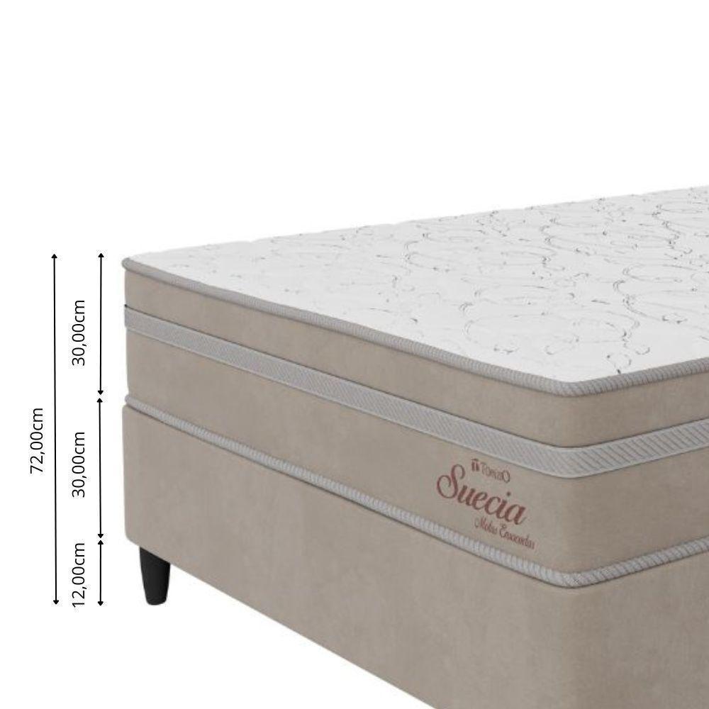 Cama Box Casal (138x188) D26 Molas Ensacadas Creme Suede Suecia Topazio Colchões - 6