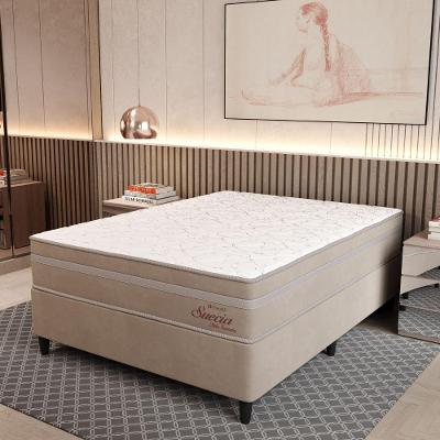 Cama Box Casal (138x188) D26 Molas Ensacadas Creme Suede Suecia Topazio Colchões
