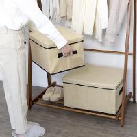 Caixa Organizadora Dobravel Guarda Roupa Porta Lençol Desmontável Empilhavel Com Tampa Closet Armario Toalha - 3