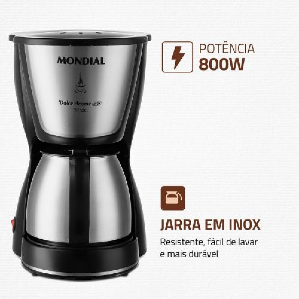 Cafeteira Mondial C37 Jarra Inox 30 Xícaras 800W Preta 110V - 3