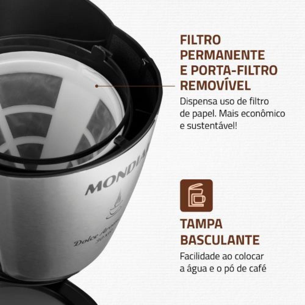 Cafeteira Mondial C37 Jarra Inox 30 Xícaras 800W Preta 110V - 4
