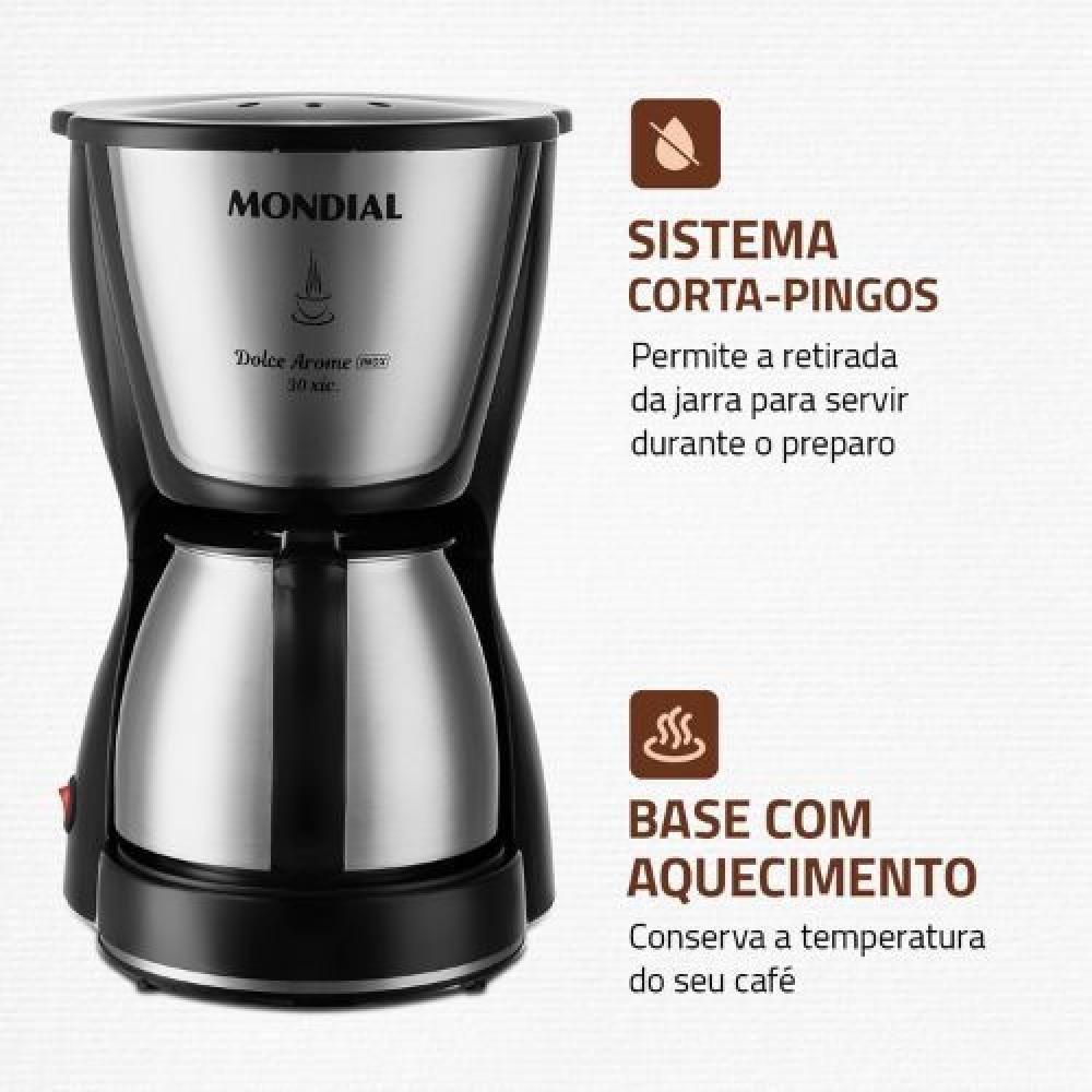 Cafeteira Mondial C37 Jarra Inox 30 Xícaras 800W Preta 110V - 5
