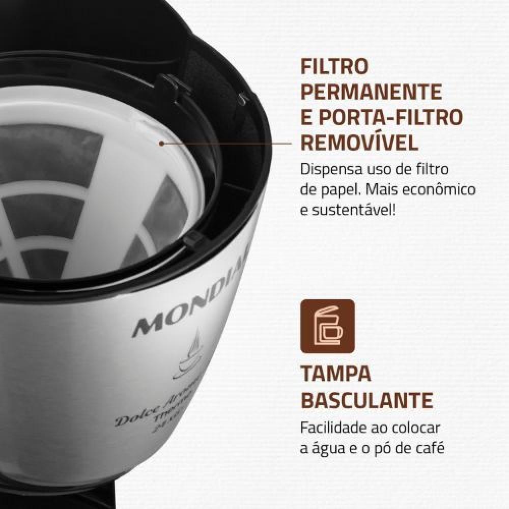 Cafeteira Elétrica Mondial Dolce Arome Thermo Inox C-33 Jt 24 Xícaras Preto Inox 110V - 4