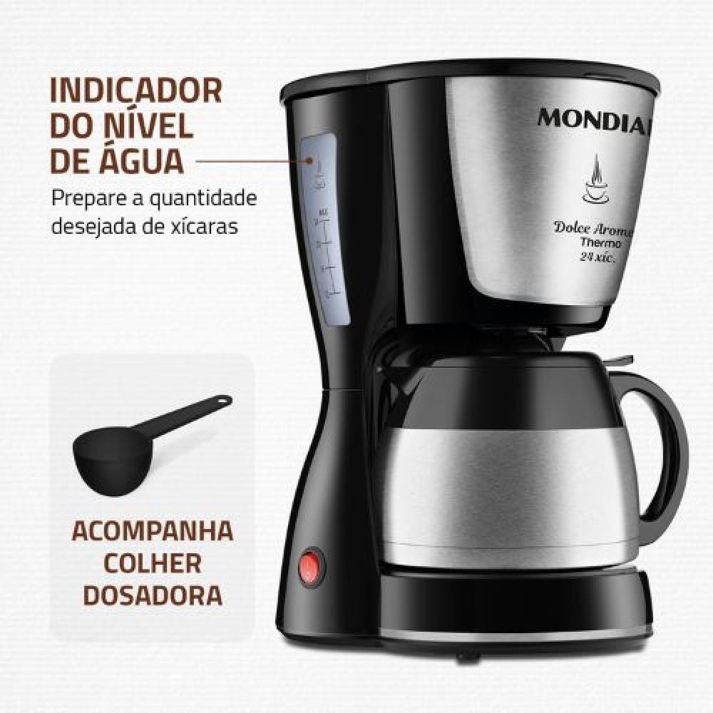 Cafeteira Elétrica Mondial Dolce Arome Thermo Inox C-33 Jt 24 Xícaras Preto Inox 110V - 6