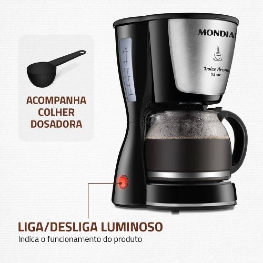 Cafeteira Elétrica Mondial Dolce Arome C-32 32 Xícaras Preto-inox Preto - Inox 110V - 6