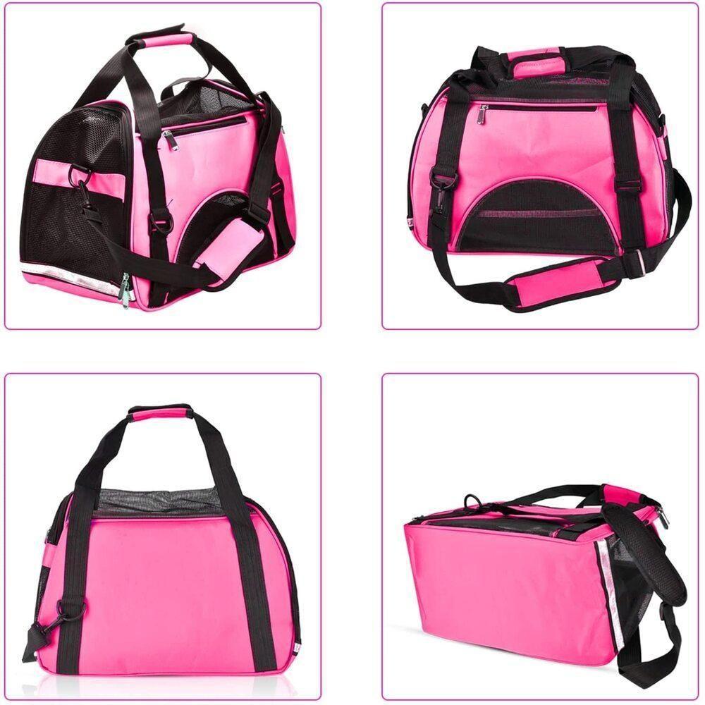 Bolsa Transporte Cachorro Gato Mochila Pet Canguru Caes Dobravel Mala Viagem Rosa - 2