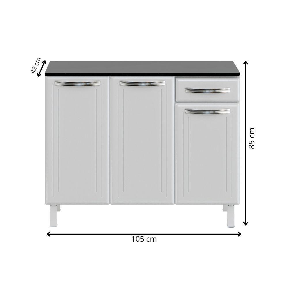 Balcão De Cozinha Em Aço 3 Portas 1 Gaveta Branco Esmeralda Telasul - 6