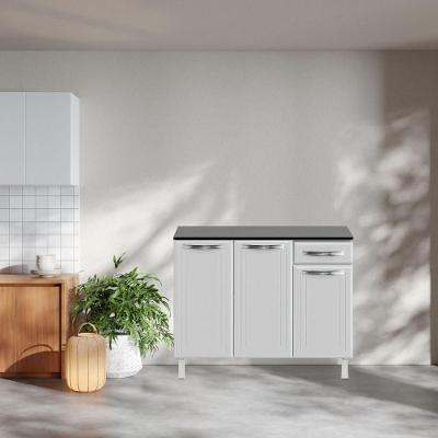 Balcão De Cozinha Em Aço 3 Portas 1 Gaveta Branco Esmeralda Telasul