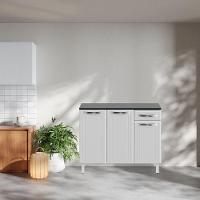 Balcão De Cozinha Em Aço 3 Portas 1 Gaveta Branco Esmeralda Telasul - 1