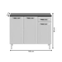 Balcão De Cozinha Em Aço 3 Portas 1 Gaveta Branco Esmeralda Telasul - 6