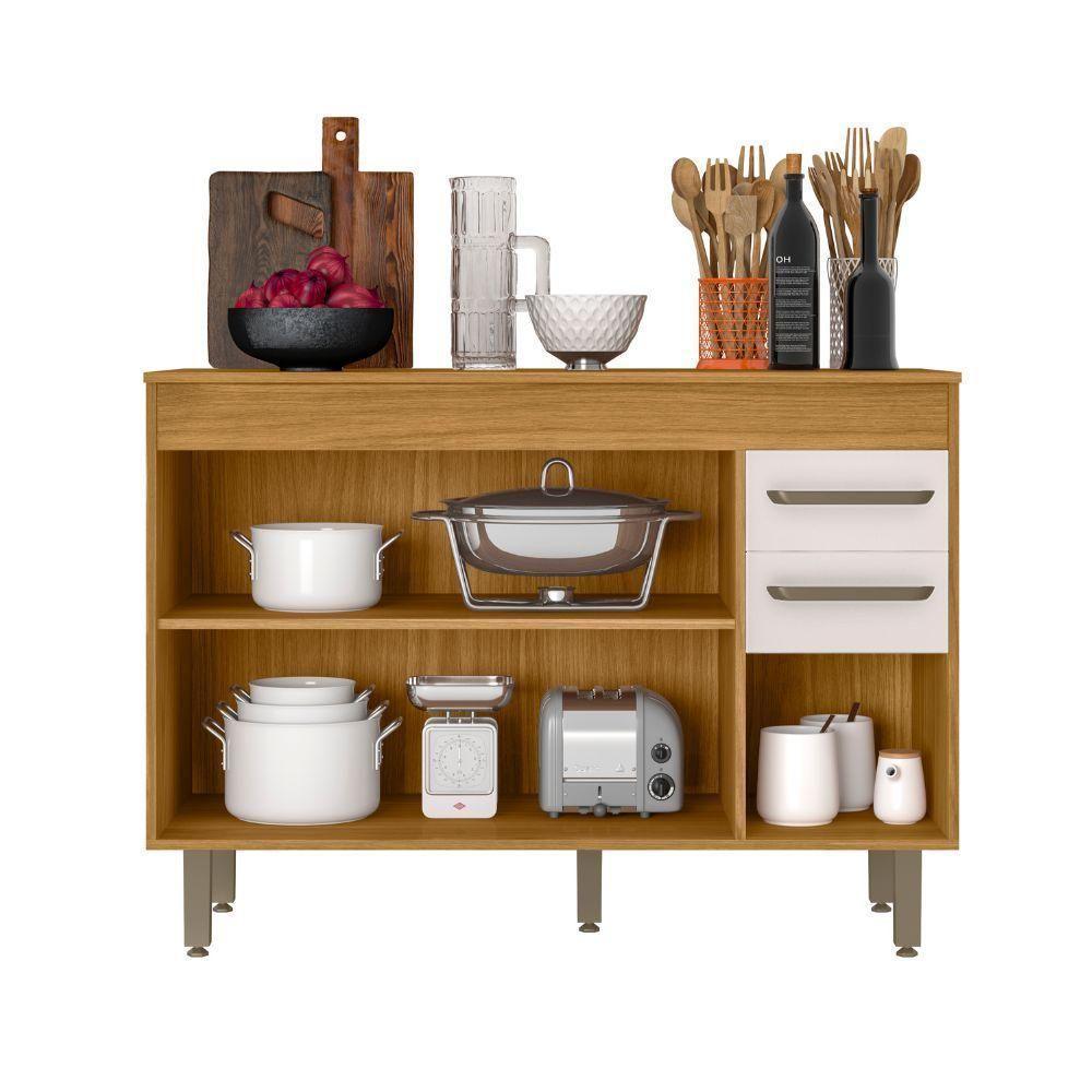 Balcão De Cozinha 3 Portas 2 Gavetas Freijó-off White Malta Poliman Móveis - 3