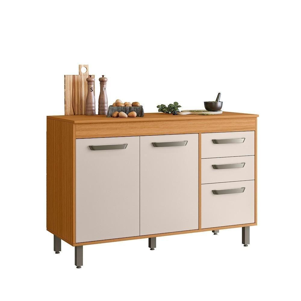 Balcão De Cozinha 3 Portas 2 Gavetas Freijó-off White Malta Poliman Móveis - 5