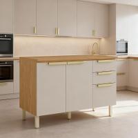 Balcão De Cozinha 3 Portas 2 Gavetas Freijo-off White New Porto Itatiaia - 1