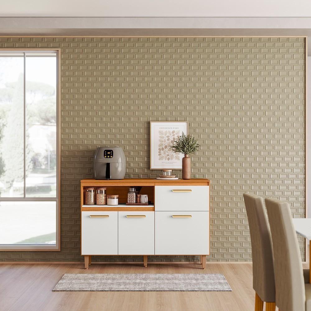 Balcão De Cozinha 3 Portas 1 Gaveta Sicília Freijó-off White Poliman Móveis - 3