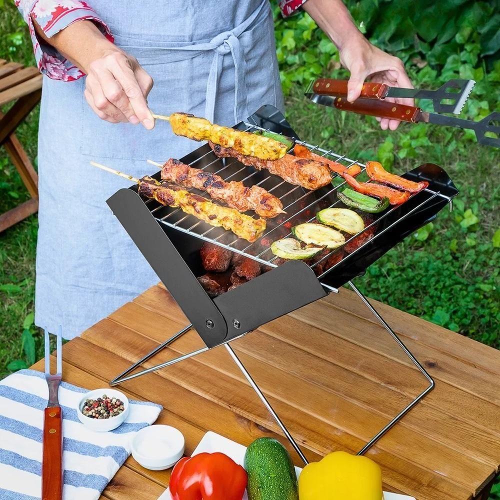 Churrasqueira Portatil A Carvao Dobravel Camping Praia Slim Completa - 2
