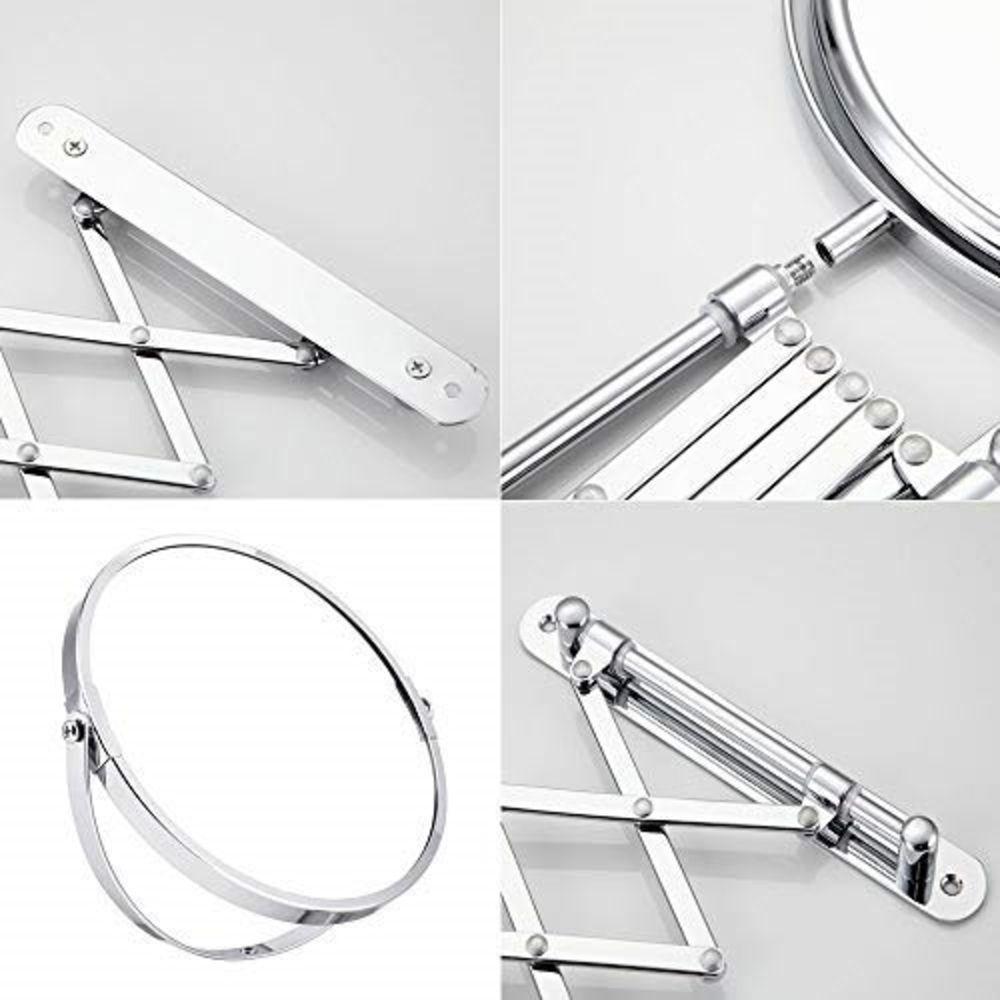 Espelho De Aumento 5x Sanfonado Articulado De Parede Extensivel Pantografico Dupla Face Para Banheiro Barbear Maquiagem - 3