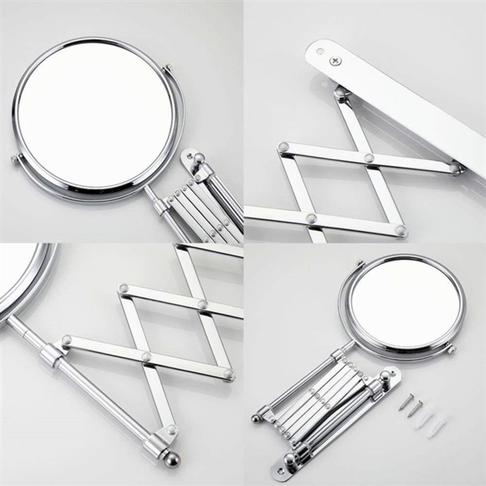 Espelho De Aumento 5x Sanfonado Articulado De Parede Extensivel Pantografico Dupla Face Para Banheiro Barbear Maquiagem - 6
