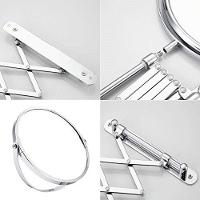 Espelho De Aumento 5x Sanfonado Articulado De Parede Extensivel Pantografico Dupla Face Para Banheiro Barbear Maquiagem - 3