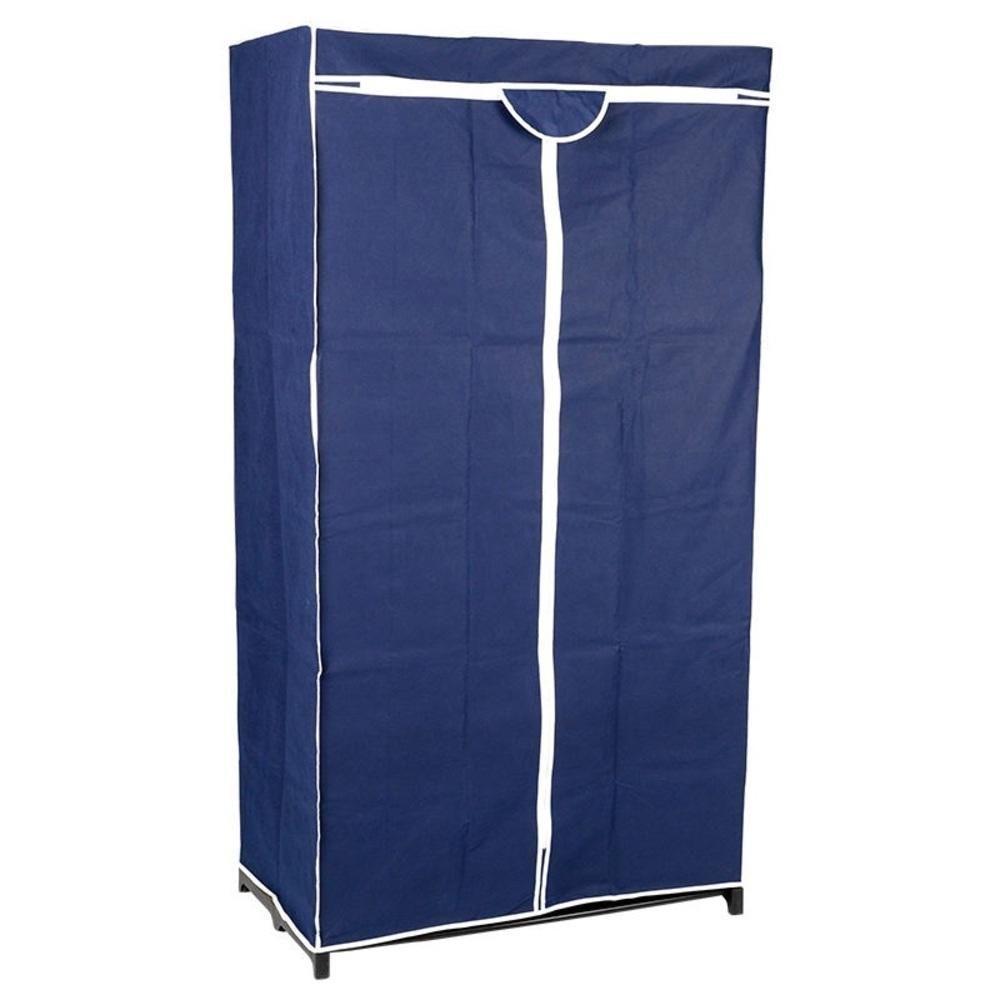 Guarda Roupa Portatil Aramario Ziper Organizador Cabideiro Arara Prateleira Sapateira Praia Azul - 4