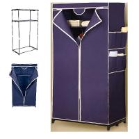 Guarda Roupa Portatil Aramario Ziper Organizador Cabideiro Arara Prateleira Sapateira Praia Azul - 1