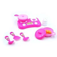 Kit Cozinha Infantil Com Fogão Panela Utensílios Talheres E Acessórios Rosa Meninas - 3